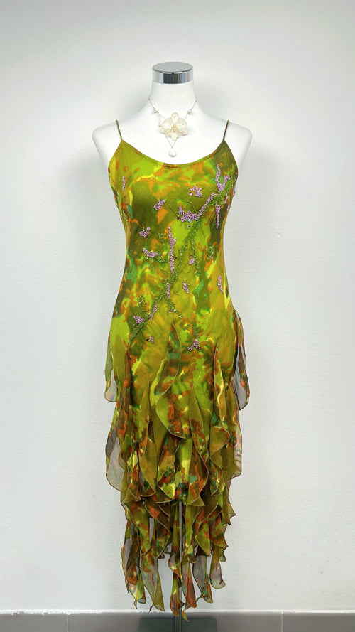 Verdant Muse Silk Dress