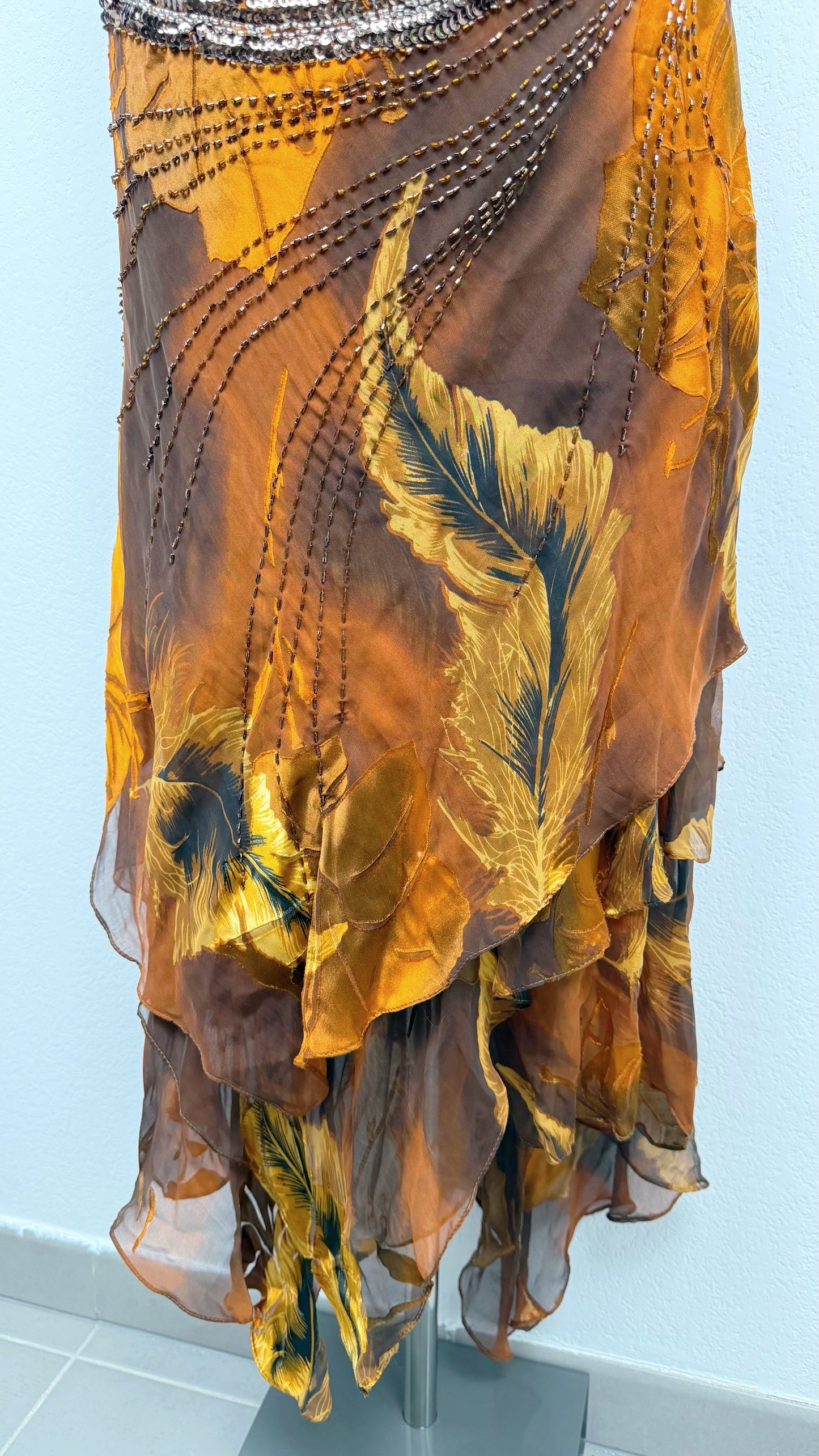 Golden Phoenix Silk Dress