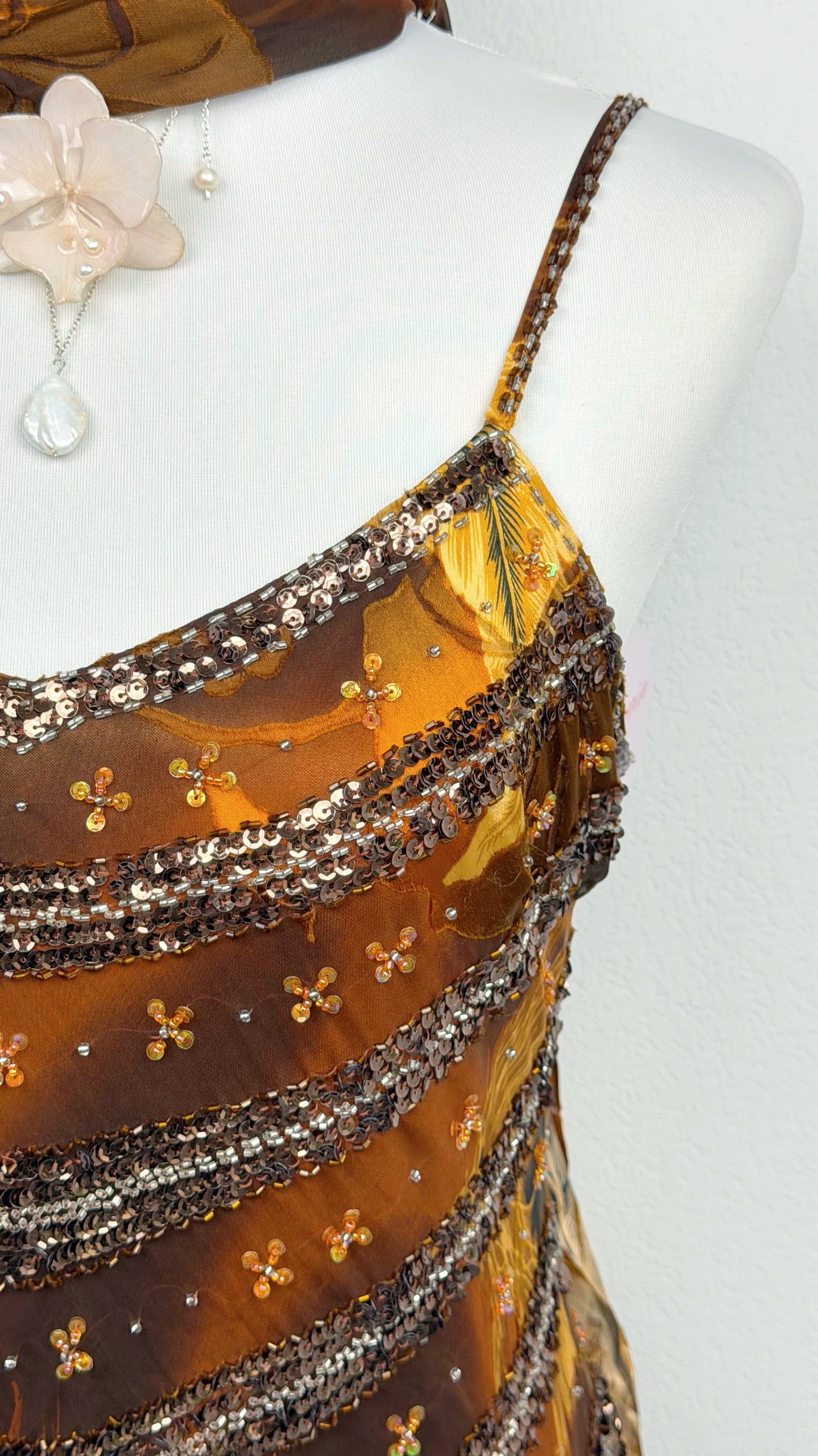 Golden Phoenix Silk Dress