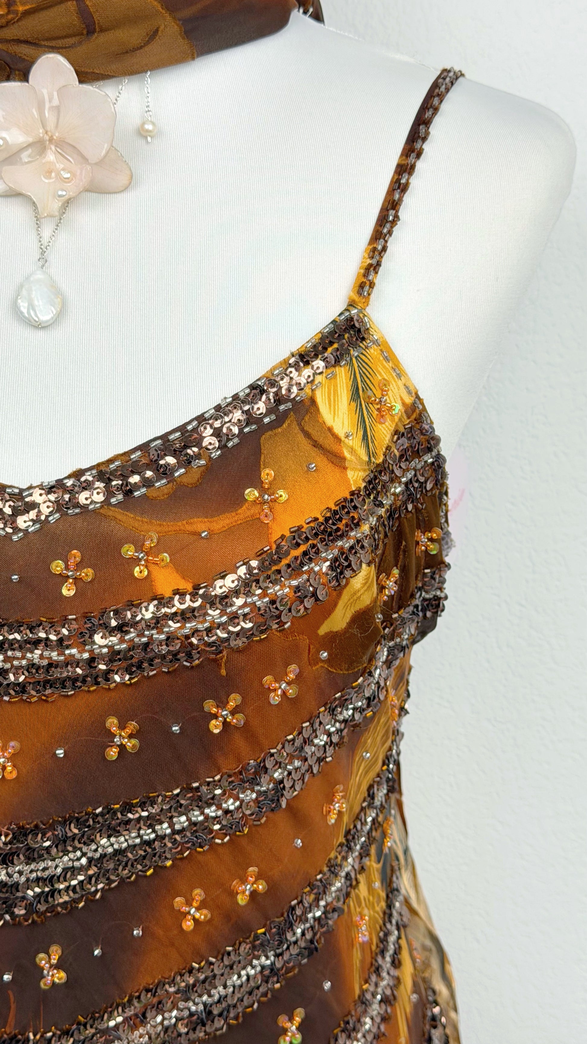 Golden Phoenix Silk Dress