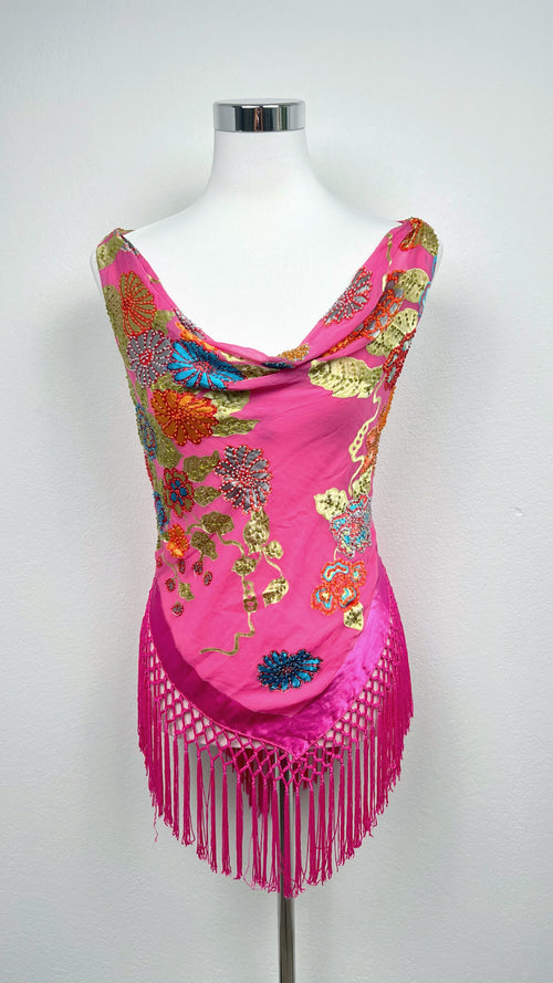 Fuchsia Mirage Caché Silk Poncho