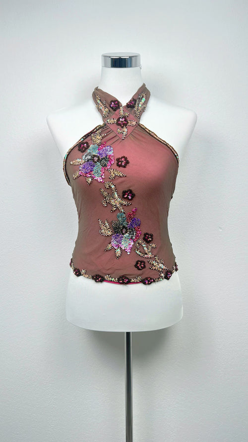 Aftershock Enchanted Orchid Halter Top
