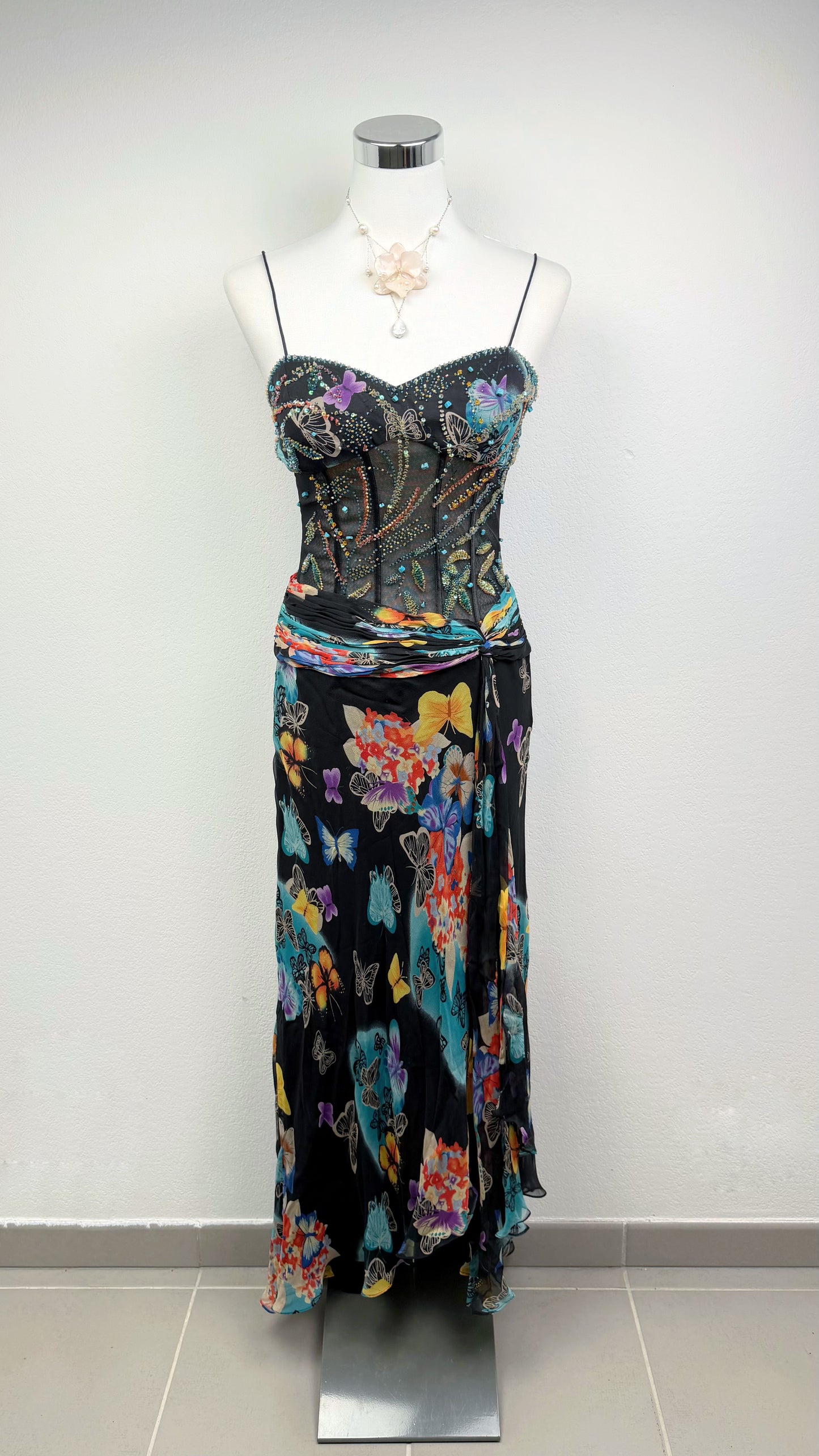 Midnight Butterfly Silk Dress