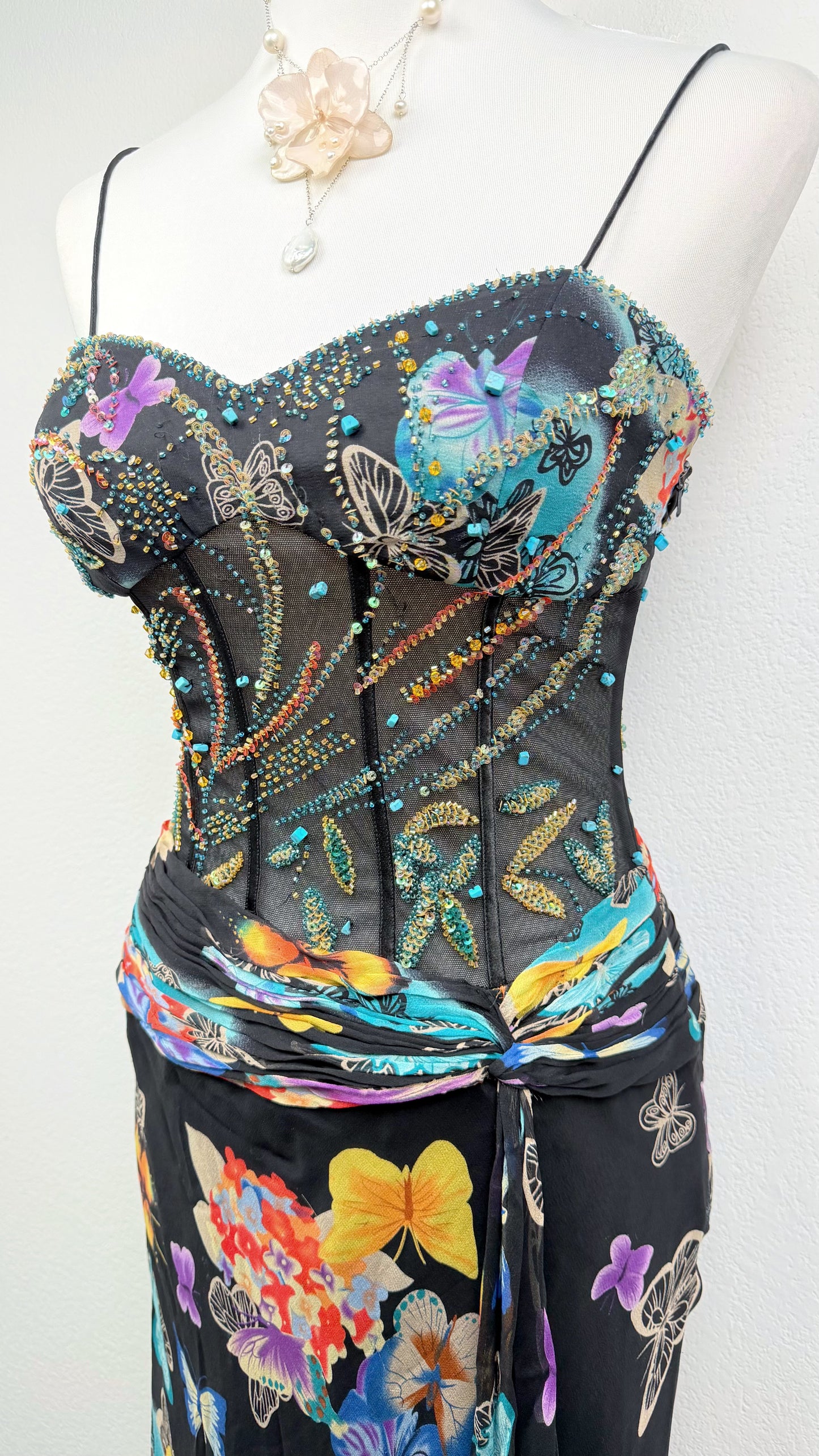 Midnight Butterfly Silk Dress