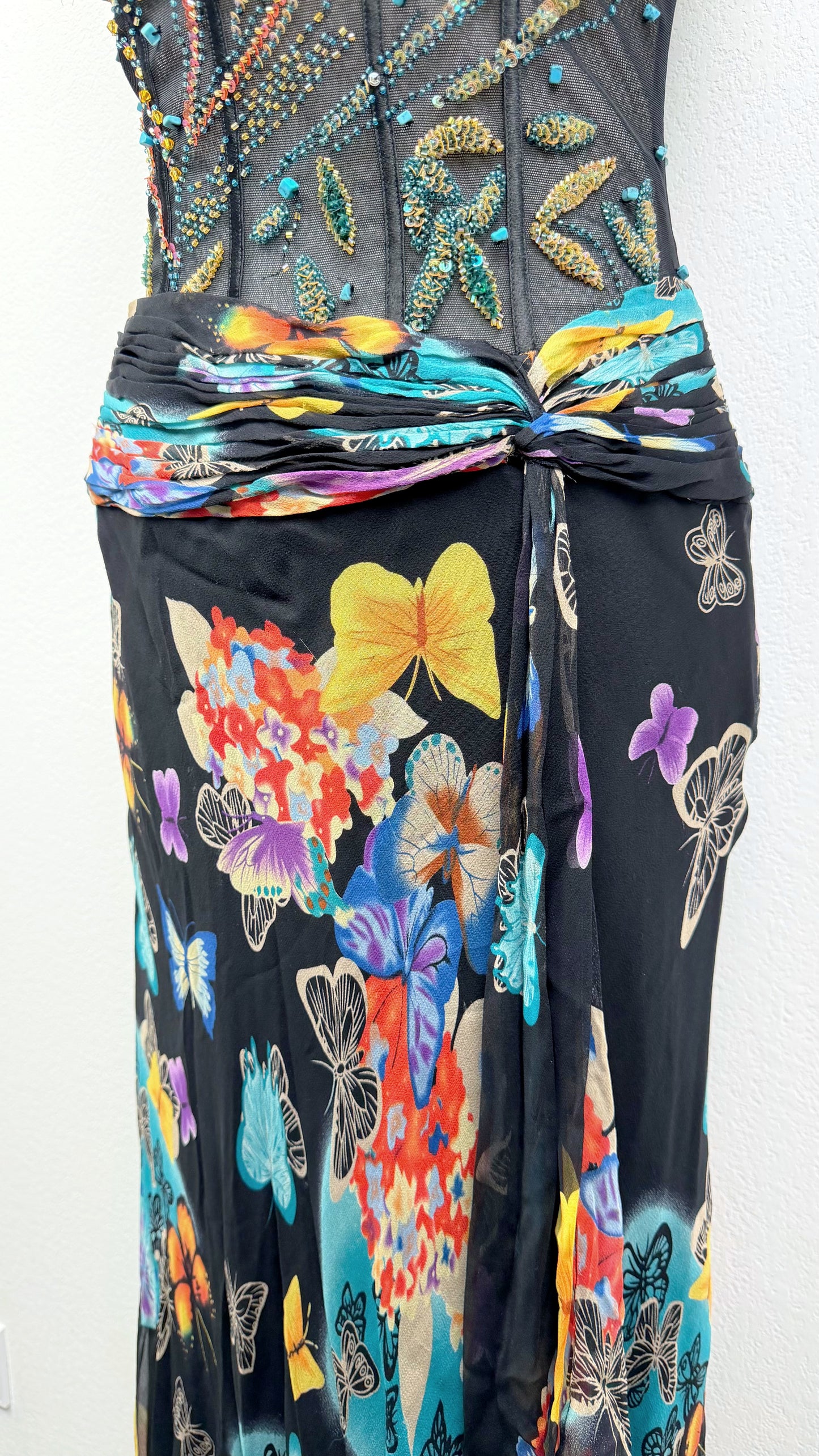 Midnight Butterfly Silk Dress