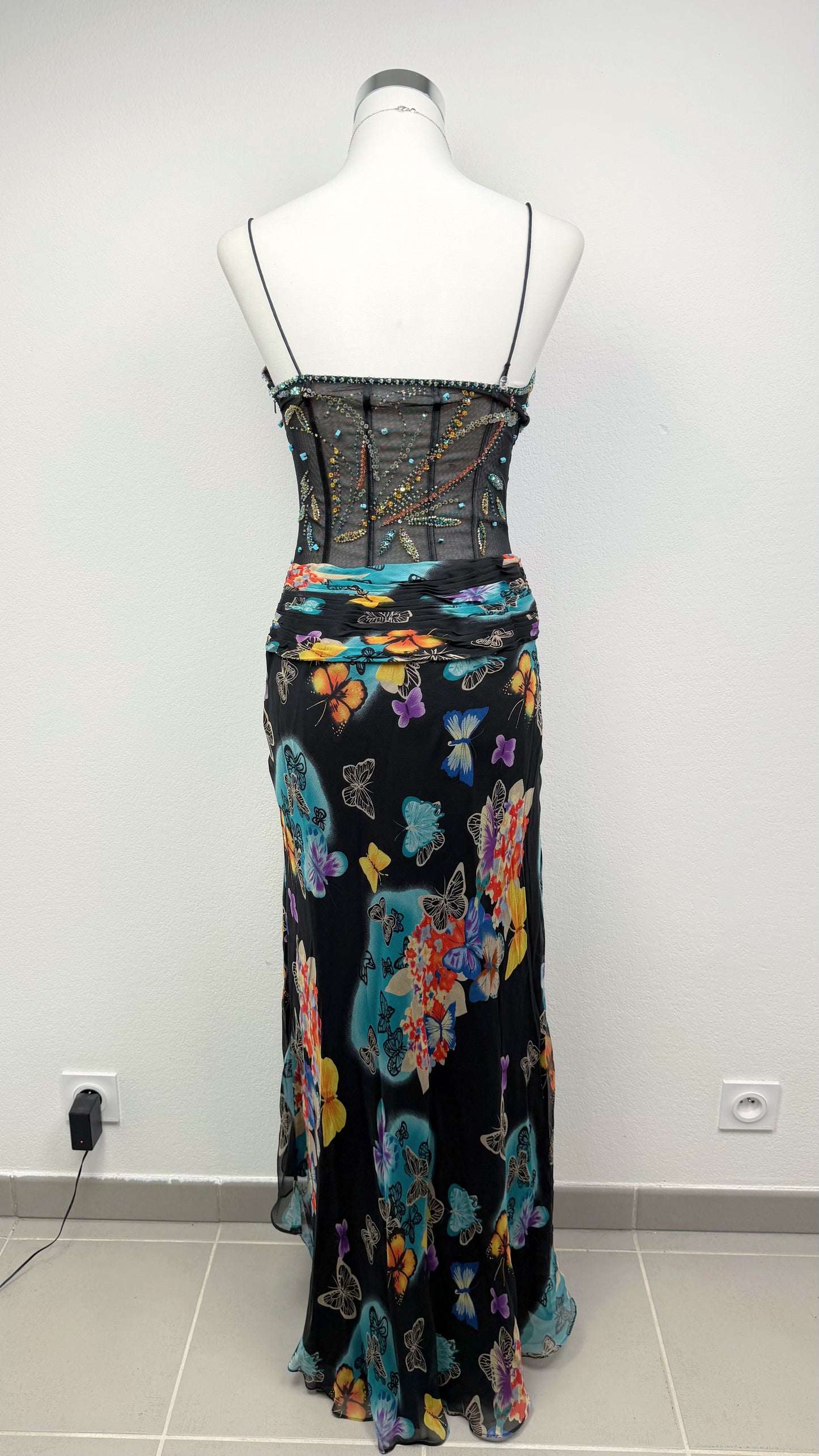 Midnight Butterfly Silk Dress